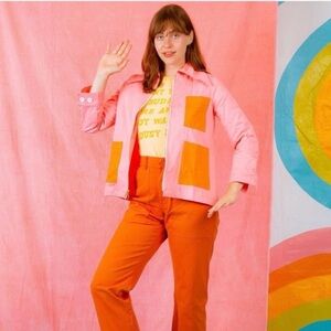 Big Bud Press Colorblock Coastliner Jacket Flamingo Pink Orange Size XXS.